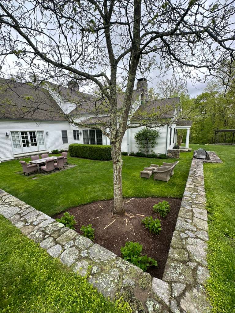 Landscaping work in progress — a well-maintained Connecticut property